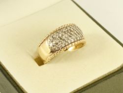 DIAMOND CLUSTER RING 9CT GOLD LADIES SIZE L STUNNING 375 7.6G FJ69