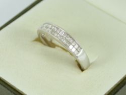 DIAMOND HALF ETERNITY RING 18CT WHITE GOLD LADIES SIZE O 750 3.8G EY60