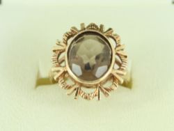 SMOKY QUARTZ RING 9CT GOLD LADIES STUNNING SIZE M 3/4 375 3.9G EP84