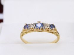 DIAMOND RING SAPPHIRE 18CT GOLD LADIES STUNNING GENUINE SIZE L Z88