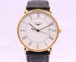 LONGINES PRESENCE L47436 GENTS WATCH 33MM 18K YELLOW GOLD STRAP 8.25
