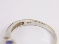 DIAMOND AND TANZANITE TRILOGY RING 18CT WHITE GOLD LADIES SIZE O 750 3.2G BY61