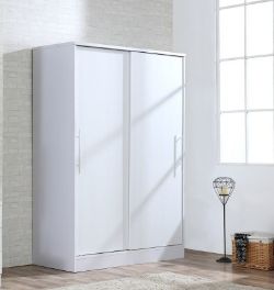 2 DOOR SLIDING WARDROBE XL HIGH GLOSS BEDROOM FURNITURE WHITE ON WHITE