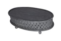 5 X MANGO WOOD JALI COFFEE TABLE - GREY DISTRESSED - ND0043