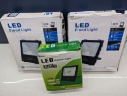 3X LED FLOODLIGHT 20W/10W OUTDOOR, LED SECURITY LIGHTS, IP65 WATERPROOF