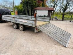 INDESPENSION CHALLENGER TWIN AXLE DROP SIDE TRAILER C/W LOADING RAMP