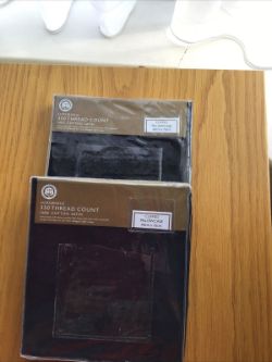 2 X 2 PILLOW CASES 100%COTTON BLACK B.N.W.T