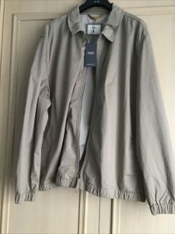 M&S MANS JACKET 4XL FULLY COTTON LINED STONE B.N.W.T
