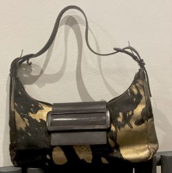 ORCIANI BEAUTIFUL CLAUDIO ORCIANI PONY HAIR AND LEATHER SMALL SHOULDER BAG