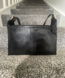 STUART WEIRZMAN CROC LEATHER EVENING BAG