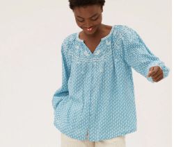 M&S LADIES BLOUSE SIZE 18 PURE COTTON BUTTON UP B.N.W.T