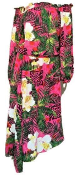 BIBA FLORAL PRINT & LOGO BARDOT OFF SHOULDER DRESS SIZE UK 12-14