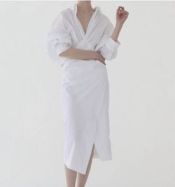 SIGNATURE ASYMMETRIC OPEN BACK DRESS OPTIC WHITE