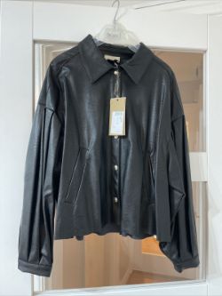 DIXIE FASHION FAUX LEATHER PUFF SLEEVE OVERSHIRT/ JACKET WITH POCKETS RRP£119