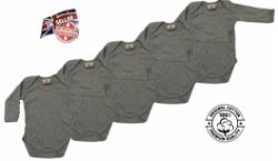 X10 100% ORGANIC COTTON GREY BABYGROW / BABY BODYVEST - 0-6 MONTHS- RRP £30