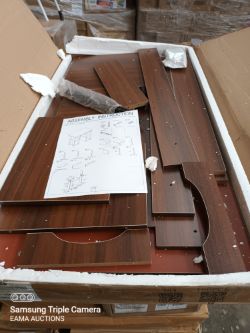 BOX 11 CONTAINING 1 MAHOGANY EFFECT COMPUTER DESK