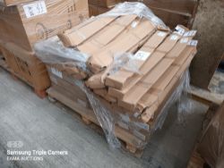 L89 - 1 PALLET CONTAINING APPROX 40 WEIGHT LIFTING BARS AND 7 METAL AND WOOD COMPUTER DESKS