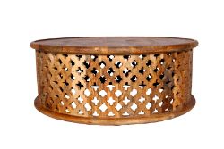 5 X MANGO WOOD FLORAL COFFEE TABLE - NATURAL - ND0019
