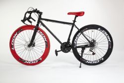 RED/BLACK STREET BIKE WITH 21 GREAR, BRAKE DISKS, KICK STAND, COOL THIN TYRES