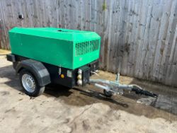 INGERSOLL RAND 7/31E TOWABLE COMPRESSOR - 110CFM - STARTS RUNS & PRODUCES AIR