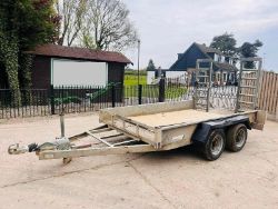 INDESPENSION TWIN AXLE 10FT X 6FT PLANT TRAILER C/W LOADING RAMPS
