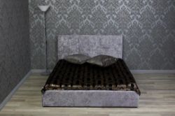 SILVER OTTOMAN VELVET BED - 5FT KING