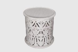 5 X MANGO WOOD - WHITE DISTRESSED FINISH SIDE TABLES - ND0036