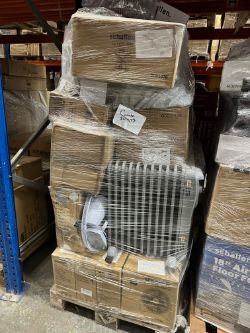5 PALLETS OF FAULTY AND DAMAGED RETURNS TO CONTAIN HEATERS, FANS, SMALL APPLIANCES