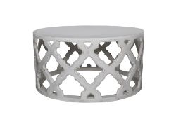 5 X MANGO WOOD HAND CARVED COFFEE TABLE - WHITE DISTRESSED - ND0052