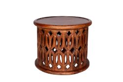 5 X MANGO WOOD - TEAK BROWN SMALL SIDE TABLE - ND0040