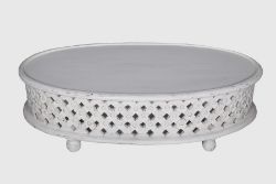 5 X MANGO WOOD JALI COFFEE TABLE - WHITE DISTRESSED - ND0043