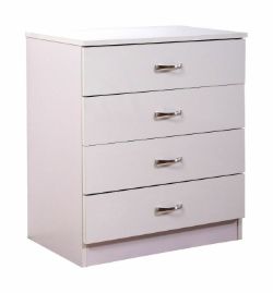 WHITE 4 DRAWER CHEST WITH HIGH GLOSS FRONTS