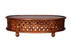 5 X MANGO WOOD JALI COFFEE TABLE - TEAK BRWON - ND0043