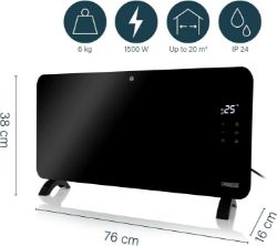 PRINCESS GLASS SMART PANEL HEATER, 1500 W, BLACK, SMART CONTROL ALEXA GOOGLE SIRI