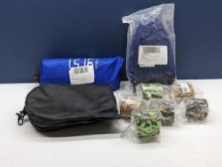 LOT OF CAMPING PRODUCTS - TAPE WITH CAMOUFLAGE - REGENMANTEL MATTE -