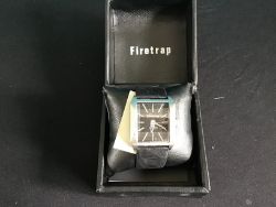 A BRAND NEW DESIGNER FIRETRAP MENS WATCH WITH REAL LEATER STRAP