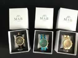 3 X NEW MAB LONDON LADIES DESIGNER WATCHES