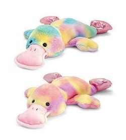 KEEL TOYS LAYING RAINBOW DUCK 30CM QUALITY SOFT TOY PINK YELLOW BLUE CTN 12