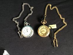 2 X BRAND NEW MENS PACKET WATCHES WITH CHAINS