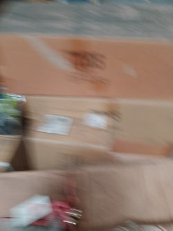 PALLET OF GREY WOOD TREE BELLS APPROX 336 UNITS AND WINDOW SHADES APPROX 200 UNITS