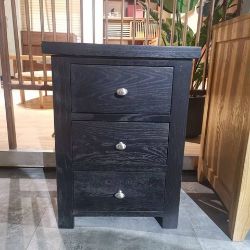 BRAND NEW BOXED DESIGNER THREE DRAWER BEDSIDE TABLE