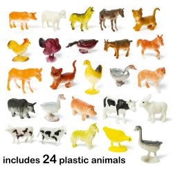 24 X 50 PIECE FARM ANIMALS TUB WITH CARRY HANDLE – FARM ANIMALS FIGURES
