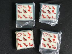 4 X COMPACTS WITH RED SHOE DESIGN