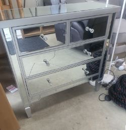 VISTA SILVER MIRRORED CHEST OF DRAWERS RRP £350