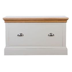 BRAND NEW BOXED DESIGNER BLANKET BOX PAINTED WITH OAK TOP