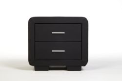 BLACK LEATHER 2 DRAWER BEDSIDE