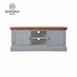 BRAND NEW BOXED DESIGNER LARGE TV UNIT PAINTED WITH OAK TOP