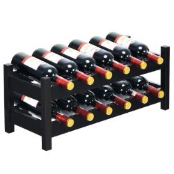 2 TIERS WINE RACK FOR 12-BOTTLES - BAMBOO