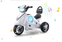 A BRAND NEW BOXED ELECTRIC LIGHT UP MUSICAL CHILDS MOTORCYCLE