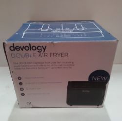 BRAND NEW RRP £199.99 - DEVOLOGY - 9L - DOUBLE - 2 X 4.5L - AIRFRYER WITH DIGITAL LED DISPLAY.